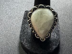 Vintage 925 SIlver Moonstone Teardrop Statement Ring Size 8